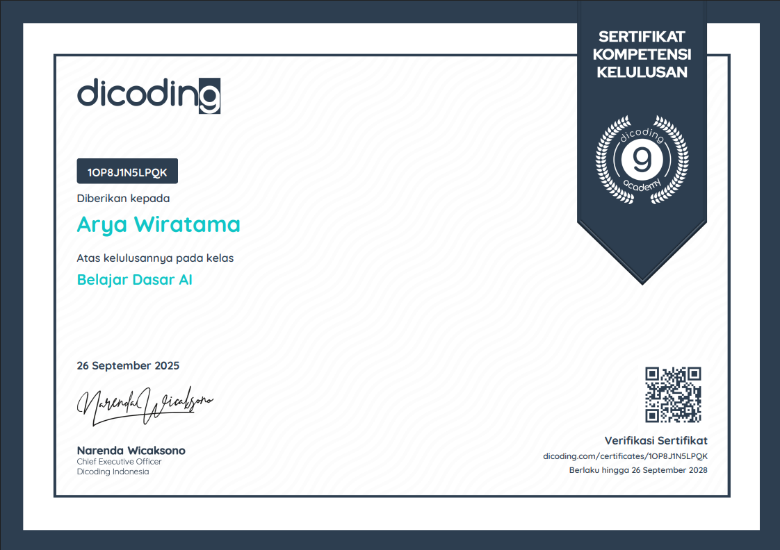 Belajar Dasar AI Certificate