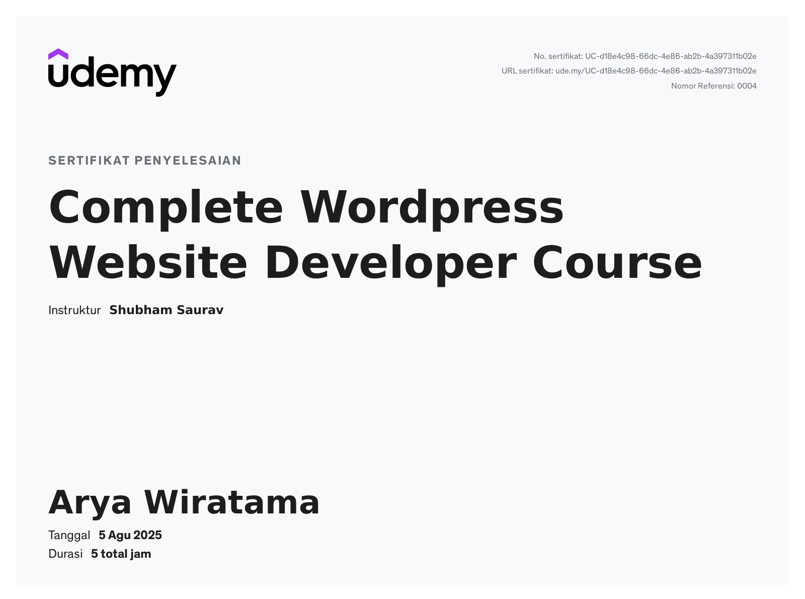 Complete Wordpress Certificate