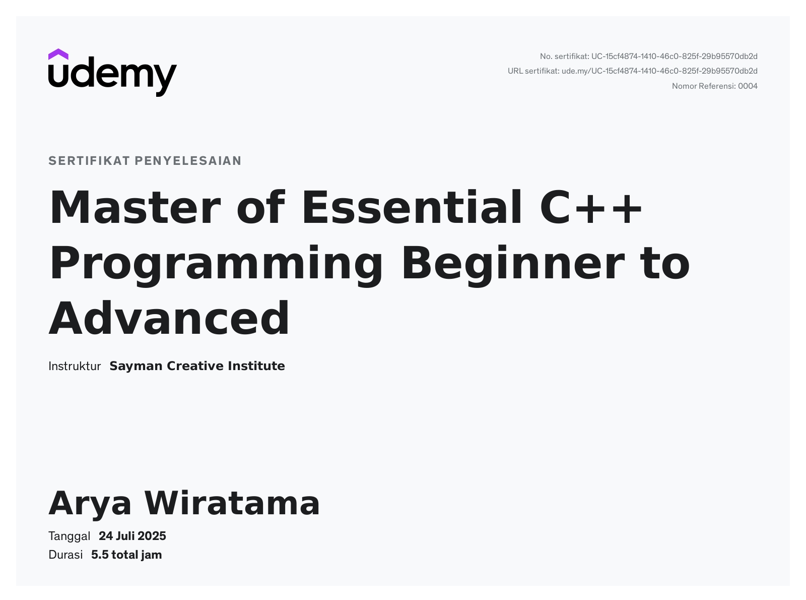 C++ Certificate