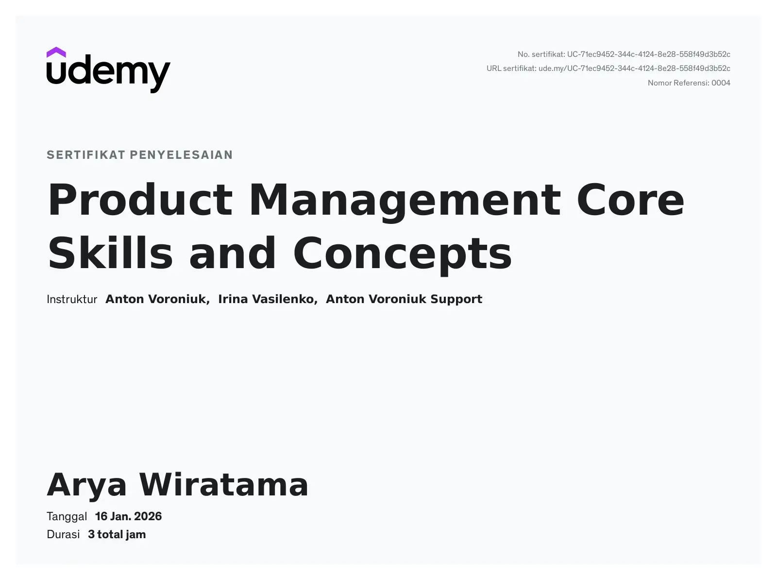 Product Management Certificate